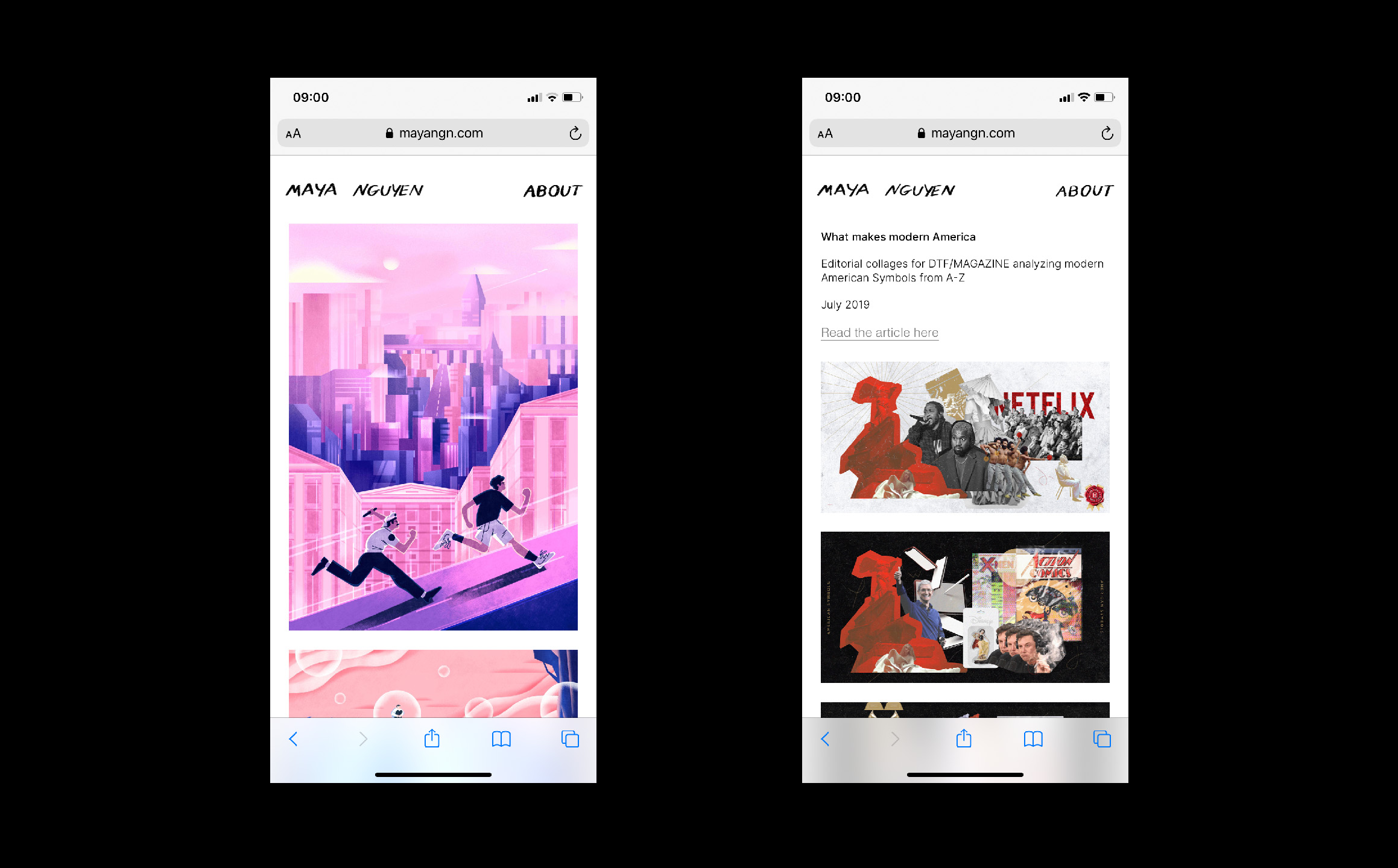 Maya Nguyen website phone screens